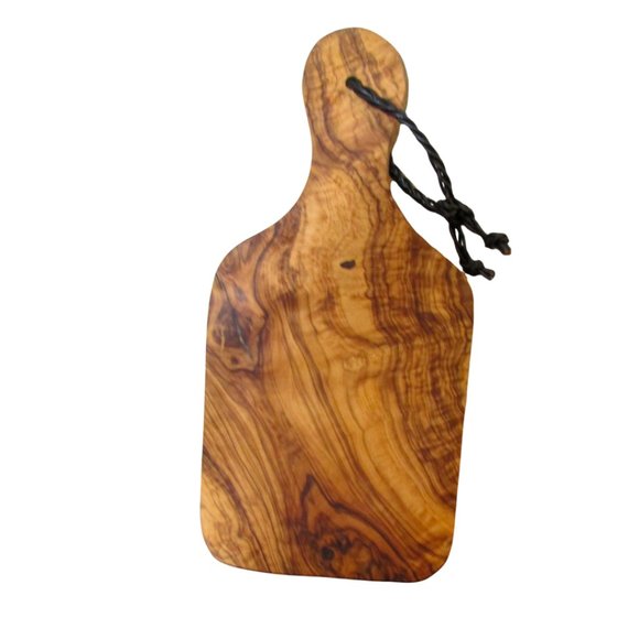 Hand Crafted Burl Wood Cutting Board with Braided Leather Strap - Picture 6 of 6